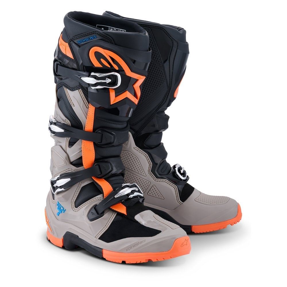 Alpinestars 2026 Tech 7 Enduro Boots Black Warm Grey Orange Flo